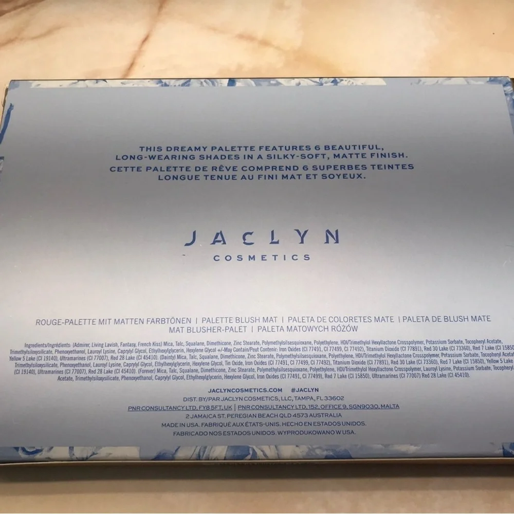 Jaclyn Cosmetics ~ ‘ROUGE AFFAIR’ Matte Blush Palette w/ Box ~ Full Size 28.8 g